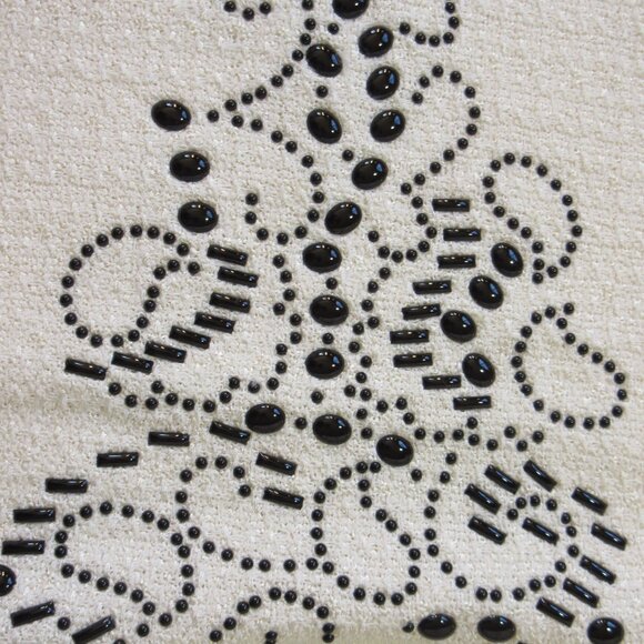 NWT St. John Sheath in Bright White Black Studded Embellished Tweed Dress 8 - Picture 5 of 10